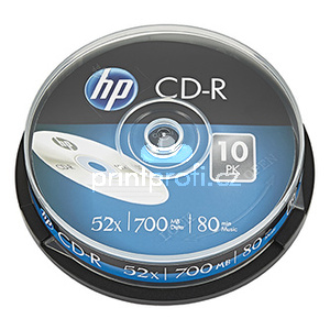 HP CD-R, CRE00019-3, 69308, 10-pack, 700MB, 52x, 80min., 12cm, bez monosti potisku, cake box, pro archivaci dat