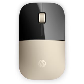HP Myš Z3700, 1200DPI, 2.4 [GHz], optická Blue LED, 3tl., bezdrátová, zlatá, 1 ks AA, Windows 7/8/10, Mac OS 10.3 a novější, a Chr