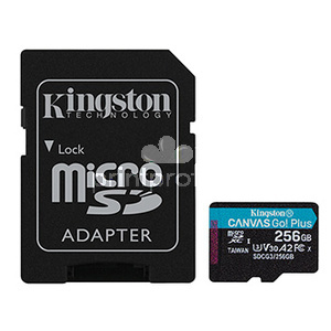 Kingston pamov karta Canvas Go! Plus, 256GB, micro SDXC, SDCG3/256GB, UHS-I U3, s adaptrem, A2, V30