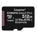 Kingston pamov karta Canvas Select Plus, 512GB, micro SDXC, SDCS2/512GBSP, UHS-I U1 (Class 10), A1