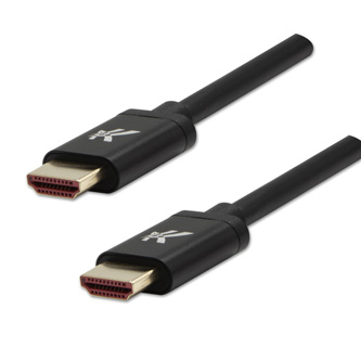 Video kabel HDMI samec - HDMI samec, HDMI 2.1 - Ultra High Speed, 1m, pozlacené konektory, hliníkové provedení krytky, černý, Logo