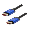 Video kabel HDMI samec - HDMI samec, HDMI 2.1 - Ultra High Speed, 1m, pozlacen konektory, hlinkov proveden krytky, modr, Logo