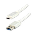 Logo USB kabel (3.2 gen 1), USB A samec - USB C samec, 1m, 5 Gb/s, 5V/3A, bl, box, nylonov opleten, hlinkov kryt konektoru