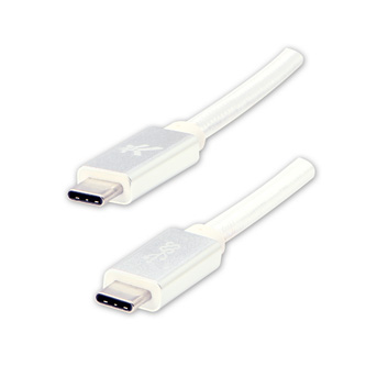 Logo USB kabel (3.2 gen 1), USB C samec - USB C samec, 1m, 5 Gb/s, 5V/3A, bílý, box, nylonové opletení, hliníkový kryt konektoru