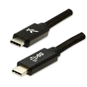 Logo USB kabel (3.2 gen 2), USB C samec - USB C samec, 1m, Power Delivery 100W, 10 Gb/s, 20V/5A, černý, box, nylonové opletení, hl