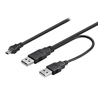 Logo USB kabel (2.0), 2x USB A samec - miniUSB samec, 0.6m, černý, blistr