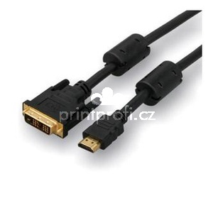 Video kabel DVI (18+1) samec - HDMI samec, 2m, pozlacen konektory, ern, Logo
