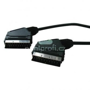 Video kabel SCART samec - SCART samec, 1m, ern, Logo blistr