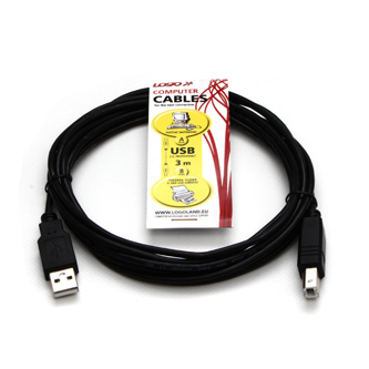Logo USB kabel (2.0), USB A samec - USB B samec, 3m, černý