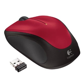 Logitech Myš M235, 1000DPI, 2.4 [GHz], optická, 3tl., bezdrátová, červená, 1 ks AA, k notebooku, univerzální
