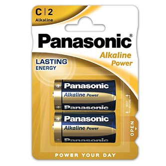 Baterie alkalická, malý monočlánek, C, 1.5V, Panasonic, blistr, 2-pack, Alkaline Power