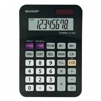 Sharp Kalkulačka EL-330FBBK, černá, stolní, osmimístná