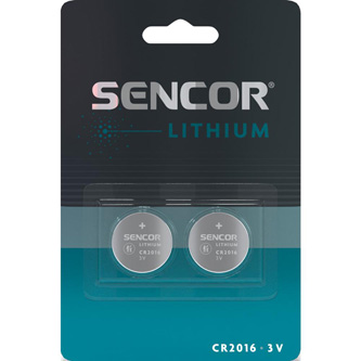 Baterie lithiové, CR2016, 3V, Sencor, blistr, 2-pack