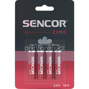 Baterie zinkouhlkov, AAA, 1.5V, Sencor, blistr, 4-pack