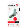 SWISSTEN Sov adaptr 15W, 2 porty, USB-A, kabel USB-C, stojan na telefon