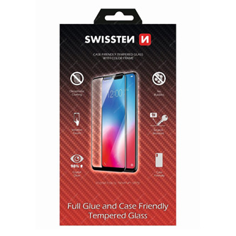 Ochranné temperované sklo Swissten, pro Apple iPhone XS MAX, černá, case friendly and color frame