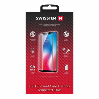 Ochranné temperované sklo Swissten, pro Apple iPhone 12/12 PRO, černá, case friendly and color frame