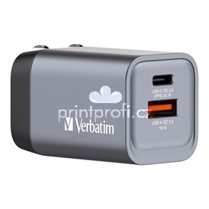 GaN cestovn nabjeka do st Verbatim, USB 3.0, USB C, ed, 35 W, vymniteln vidlice C,G,A