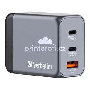GaN cestovn nabjeka do st Verbatim, USB 3.0, USB C, ed, 65 W, vymniteln vidlice C,G,A