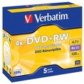 Verbatim DVD+RW, Matt Silver, 43229, 4.7GB, 4x, jewel box, 5-pack, bez monosti potisku, 12cm, pro archivaci dat
