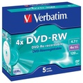 Verbatim DVD-RW, Matt Silver, 43285, 4.7GB, 4x, jewel box, 5-pack, bez monosti potisku, 12cm, pro archivaci dat