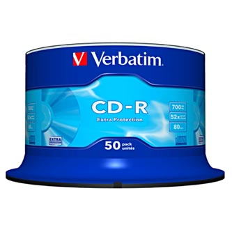 Verbatim CD-R, 43351, Extra Protection, 50-pack, 700MB, 52x, 80min., 12cm, bez možnosti potisku, spindle, pro archivaci dat