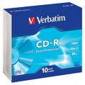Verbatim CD-R, 43415, Extra Protection, 10-pack, 700MB, 52x, 80min., 12cm, bez monosti potisku, slim box, PROMO, pro archivaci da