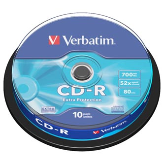 Verbatim CD-R, 43437, Extra Protection, 10-pack, 700MB, 52x, 80min., 12cm, bez možnosti potisku, cake box, pro archivaci dat