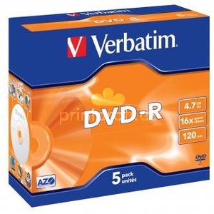 Verbatim DVD-R, Matt Silver, 43519, 4.7GB, 16x, jewel box, 5-pack, bez monosti potisku, 12cm, pro archivaci dat