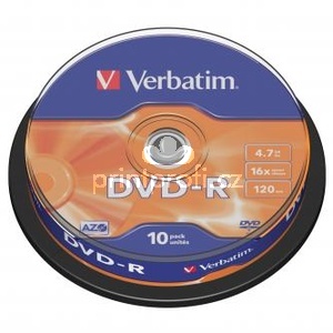 Verbatim DVD-R, Matt Silver, 43523, 4.7GB, 16x, spindle, 10-pack, bez monosti potisku, 12cm, pro archivaci dat
