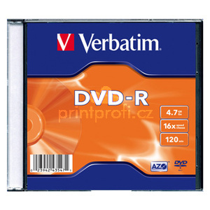 Verbatim DVD-R, Matt Silver, 43547, 4.7GB, 16x, slim box, 1 ks, bez monosti potisku, 12cm, pro archivaci dat