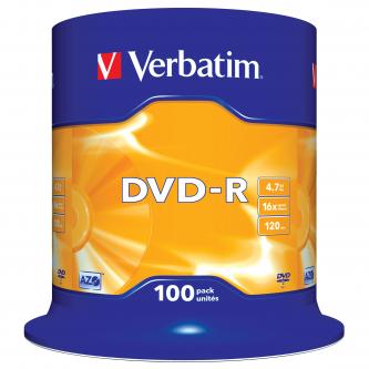 Verbatim DVD-R, Matt Silver, 43549, 4.7GB, 16x, spindle, 100-pack, bez možnosti potisku, 12cm, pro archivaci dat