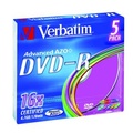 Verbatim DVD-R, Colour, 43557, 4.7GB, 16x, slim box, 5-pack, bez monosti potisku, 12cm, pro archivaci dat