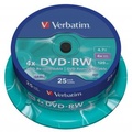 Verbatim DVD-RW, Matt Silver, 43639, 4.7GB, 4x, spindle, 25-pack, bez monosti potisku, 12cm, pro archivaci dat