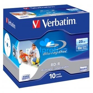 Verbatim BD-R, Single Layer Printable ScratchGuard Plus, 25GB, jewel box, 43713, 6x, 10-pack, pro archivaci dat