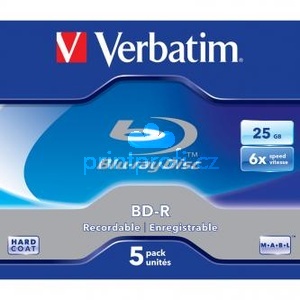 Verbatim BD-R, Single Layer 25GB, jewel box, 43715, 6x, 5-pack, pro archivaci dat