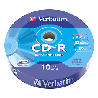 Verbatim CD-R, 43725, Extra Protection, 10-pack, 700MB, 52x, 80min., 12cm, bez možnosti potisku, wrap, pro archivaci dat