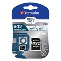 Verbatim pamov karta Micro Secure Digital Card Pro U3, 64GB, micro SDXC, 47042, UHS-I U1 (Class 10), s adaptrem