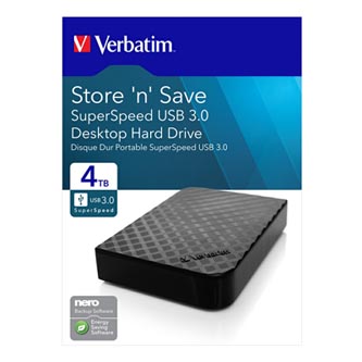 Verbatim externí pevný disk, Store N Save, 3.5&quot;, USB 3.0 (3.2 Gen 1), 4TB, 47685, černý