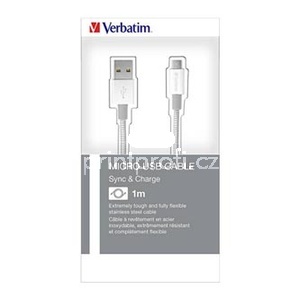 Verbatim USB kabel (2.0), USB A samec - microUSB samec, 1m, reversible, stbrn, box, 48862