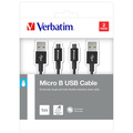 Verbatim USB kabel (2.0), USB A samec - microUSB samec, 1m, reversible, ern, box, 48874, 2 kusy v balen: 2x 100 cm