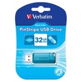 Verbatim USB flash disk, USB 2.0, 32GB, PinStripe, Store N Go, modr, 49057, USB A, s vsuvnm konektorem