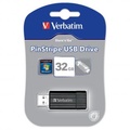 Verbatim USB flash disk, USB 2.0, 32GB, PinStripe, Store N Go, ern, 49064, USB A, s vsuvnm konektorem