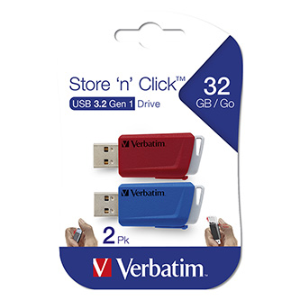 Verbatim USB flash disk, USB 3.0, 32GB, Store N Click, mix barev, 49308, USB A, s výsuvným konektorem, 2ks