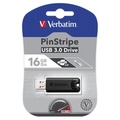 Verbatim USB flash disk, USB 3.0, 16GB, PinStripe, Store N Go, ern, 49316, USB A, s vsuvnm konektorem