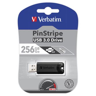 Verbatim USB flash disk, USB 3.0, 256GB, PinStripe, Store N Go, černý, 49320, USB A, s výsuvným konektorem