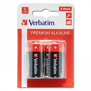 Baterie alkalick, mal monolnek, C, 1.5V, Verbatim, blistr, 2-pack, 49922, mal monolnek