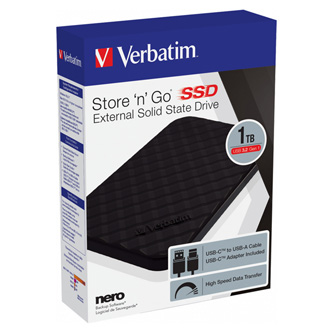 SSD Verbatim 2.5&quot;, externí USB 3.2 Gen 1, 1000GB, 1TB, Store N Go, 53230, USB-A/Micro-B, obsahuje adaptér USB-A na USB-C(TM)