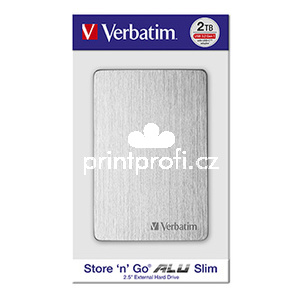 Verbatim extern pevn disk, Store,n,Go ALU Slim, 2.5", USB 3.0, 2TB, 53666, stbrn