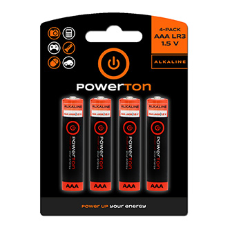 Baterie alkalická, AAA, 1.5V, Powerton, blistr, 4-pack